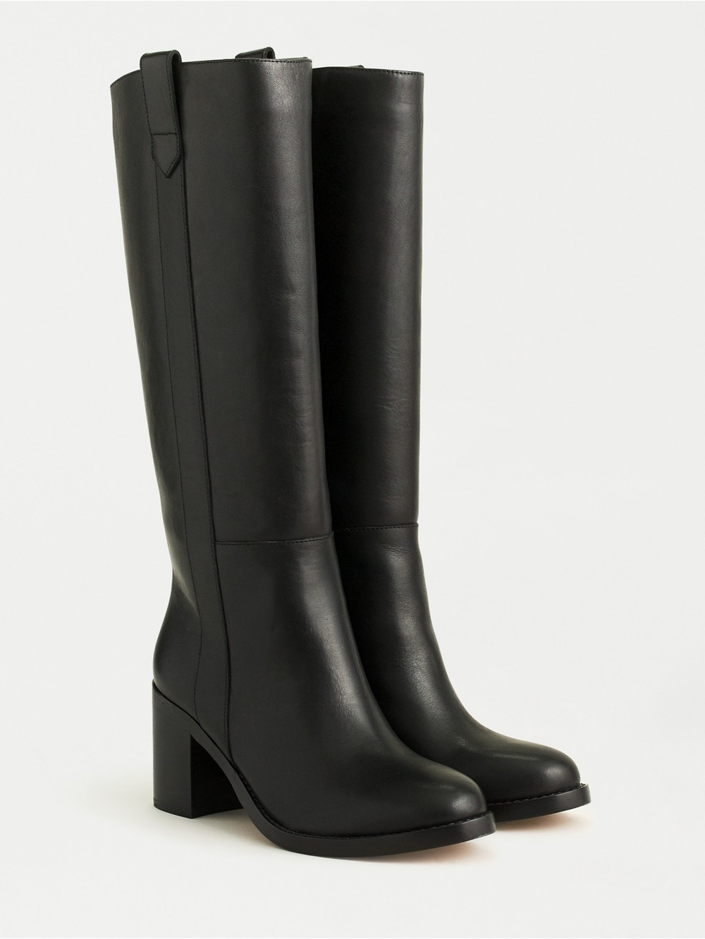Women’s J. CREW stacked heel black leather riding boots- Size 10